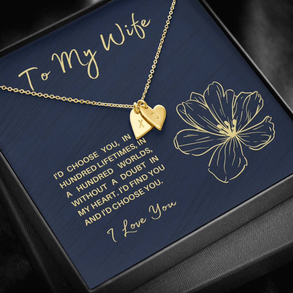 TO MY WIFE "HUNDRED LIFETIMES" CUSTOM NAME INITIALS ENGRAVING HEARTS NECKLACE GIFT SET - ON CLOUD NINE GIFTS