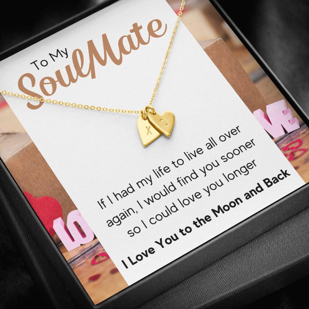 TO MY SOULMATE "LOVE YOU LONGER" CUSTOM NAME INITIALS ENGRAVING HEARTS NECKLACE GIFT SET - ON CLOUD NINE GIFTS