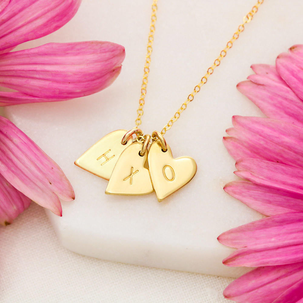TO MY MOMMY "BABY FEET - GRAY" CUSTOM NAME INITIALS ENGRAVING HEARTS NECKLACE GIFT SET - ON CLOUD NINE GIFTS