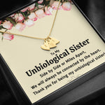 TO MY UNBIOLOGICAL SISTER "CONNECTED BY THE HEART" CUSTOM NAME INITIALS ENGRAVING HEARTS NECKLACE GIFT SET - ON CLOUD NINE GIFTS