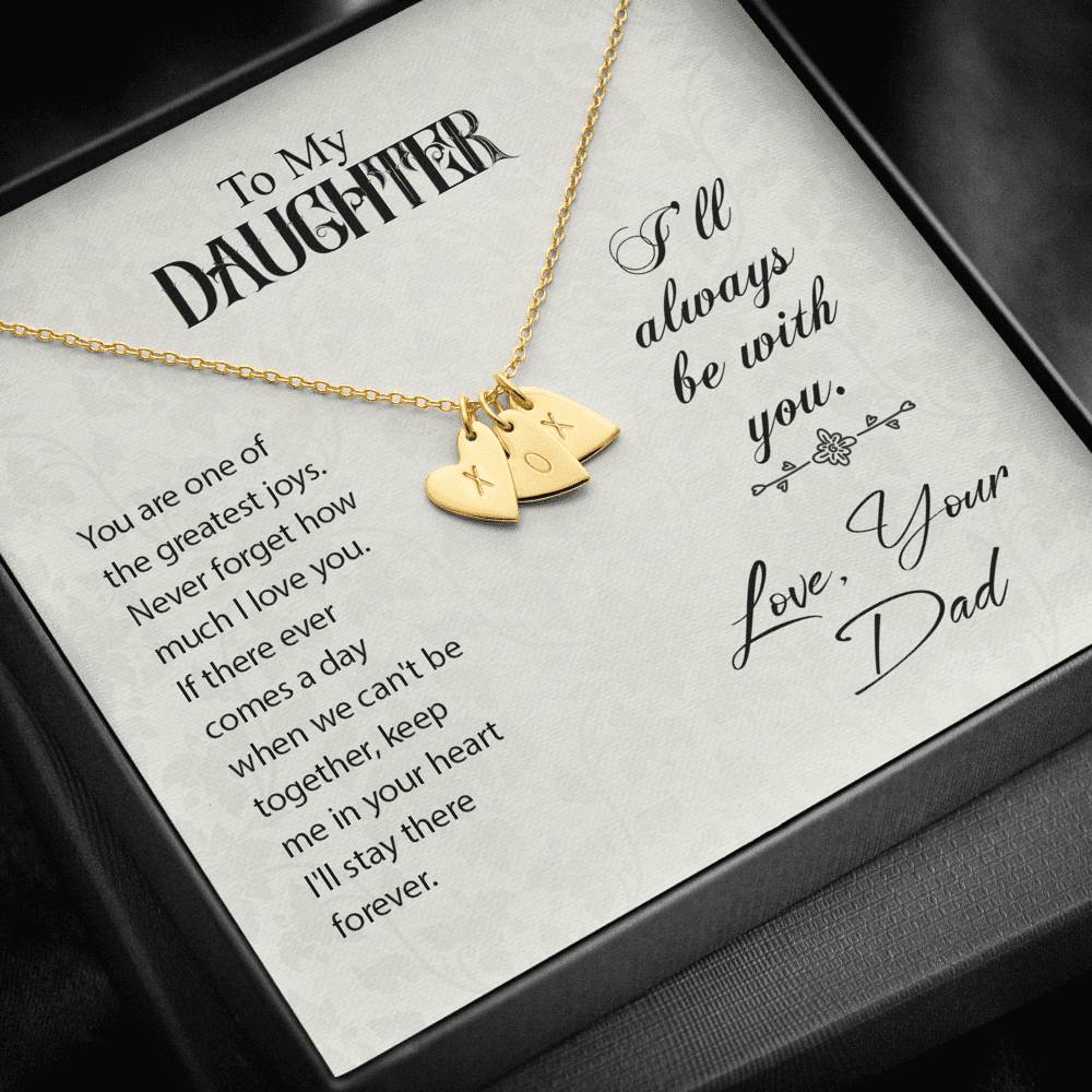 TO MY DAUGHTER "GREATEST JOYS" CUSTOM NAME INITIALS ENGRAVING HEARTS NECKLACE GIFT SET - ON CLOUD NINE GIFTS