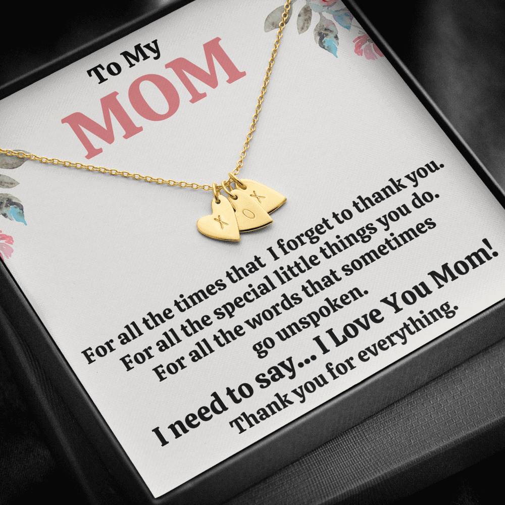 TO MY MOM "FOR ALL" CUSTOM NAME INITIALS ENGRAVING HEARTS NECKLACE GIFT SET - ON CLOUD NINE GIFTS
