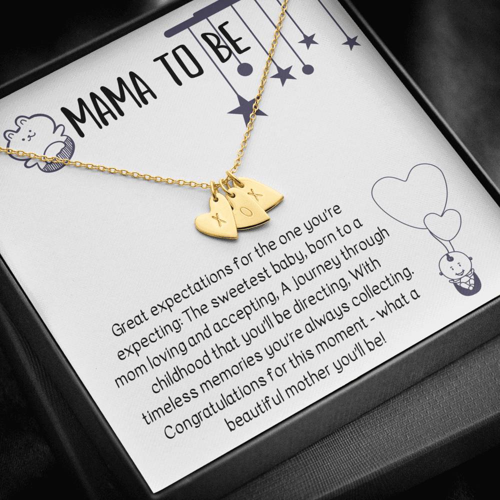 MAMA TO BE "BEAUTIFUL MOTHER" CUSTOM NAME INITIALS ENGRAVING HEARTS NECKLACE GIFT SET - ON CLOUD NINE GIFTS
