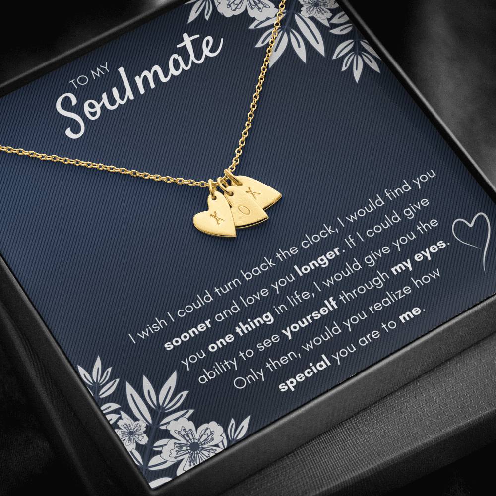 TO MY SOULMATE "FIND YOU SOONER" CUSTOM NAME INITIALS ENGRAVING HEARTS NECKLACE GIFT SET - ON CLOUD NINE GIFTS
