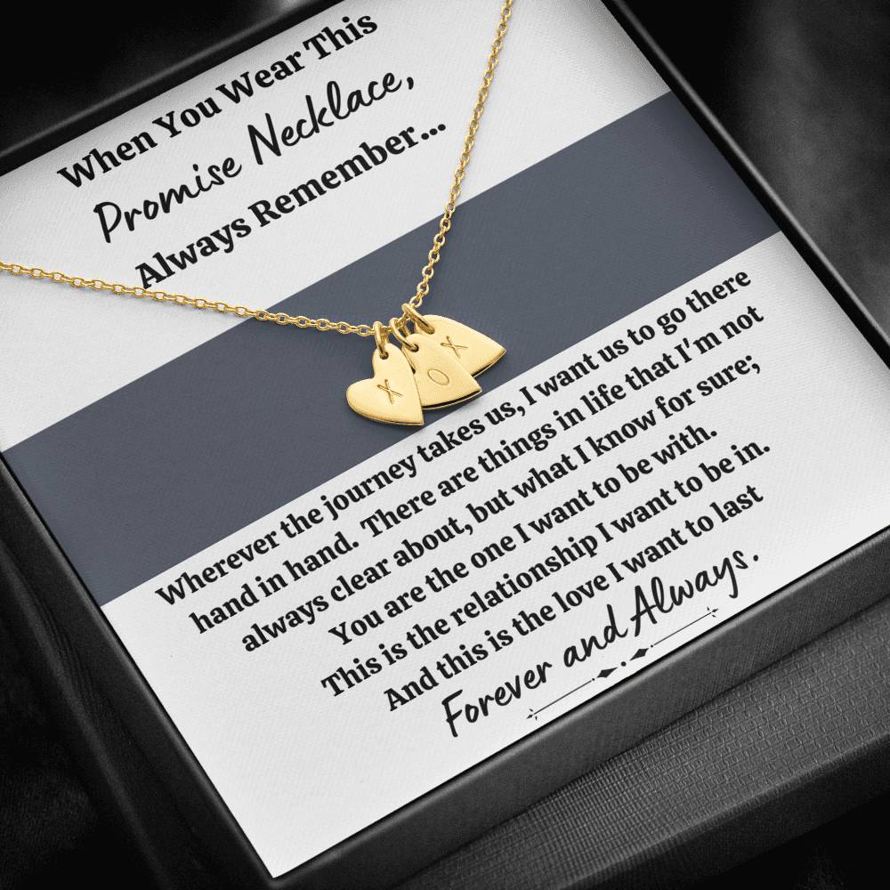 TO MY LOVE "PROMISE NECKLACE - GREY" CUSTOM NAME INITIALS ENGRAVING HEARTS NECKLACE GIFT SET - ON CLOUD NINE GIFTS