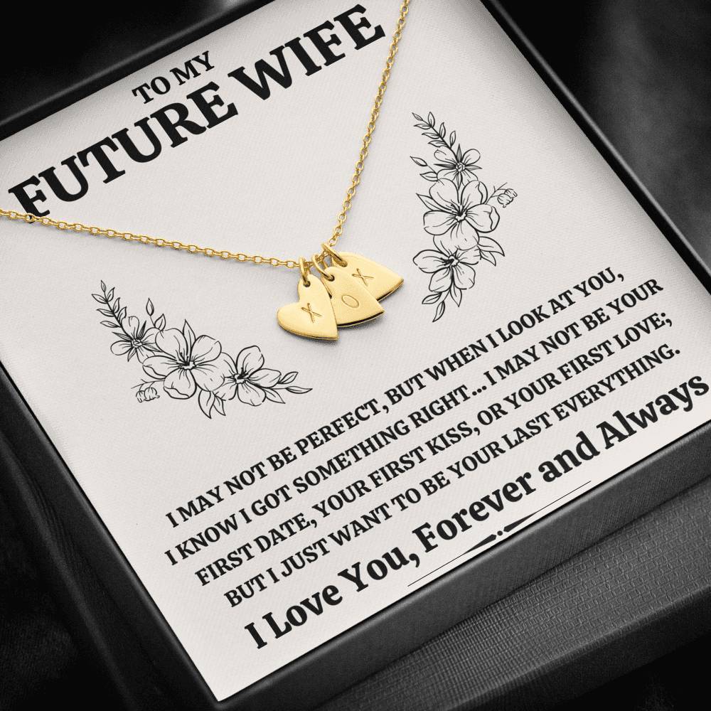 TO MY FUTURE WIFE "SOMETHING RIGHT" CUSTOM NAME INITIALS ENGRAVING HEARTS NECKLACE GIFT SET - ON CLOUD NINE GIFTS