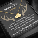TO MY SMOKIN HOT DOE "DREAMS - DARK" CUSTOM NAME INITIALS ENGRAVING HEARTS NECKLACE GIFT SET - ON CLOUD NINE GIFTS