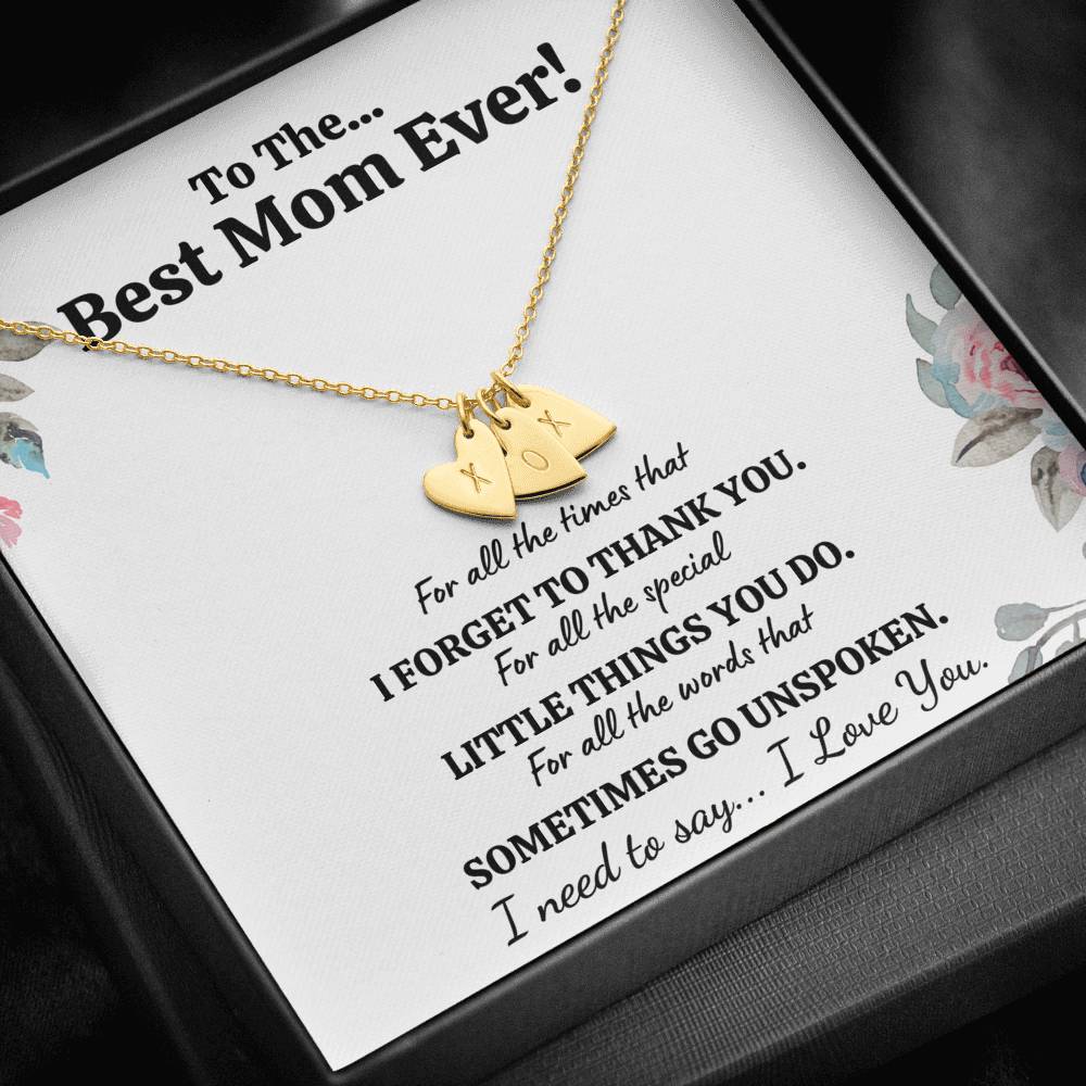 TO THE BEST MOM EVER "FOR ALL" CUSTOM NAME INITIALS ENGRAVING HEARTS NECKLACE GIFT SET - ON CLOUD NINE GIFTS
