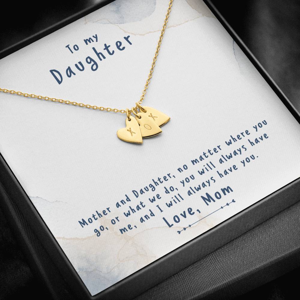 TO MY DAUGHTER "NO MATTER" CUSTOM NAME INITIALS ENGRAVING HEARTS NECKLACE GIFT SET - ON CLOUD NINE GIFTS