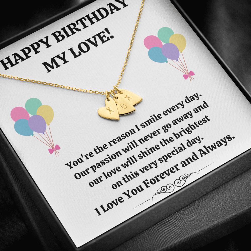 TO MY LOVE "REASON I SMILE" CUSTOM NAME INITIALS ENGRAVING HEARTS NECKLACE GIFT SET - ON CLOUD NINE GIFTS