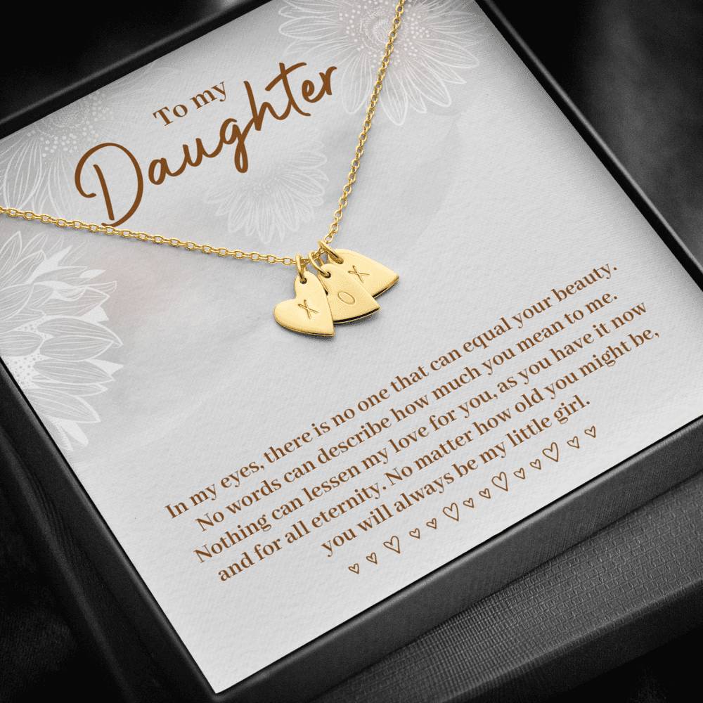 TO MY DAUGHTER "EQUAL YOUR BEAUTY" CUSTOM NAME INITIALS ENGRAVING HEARTS NECKLACE GIFT SET - ON CLOUD NINE GIFTS