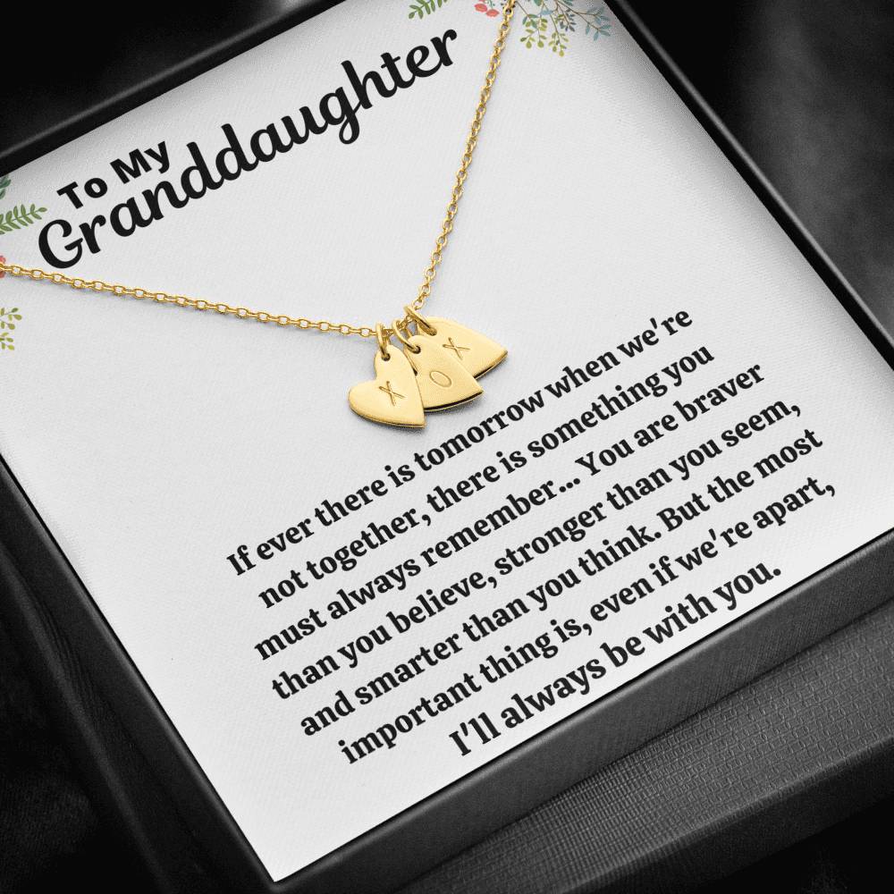 TO MY GRANDDAUGHTER "STRONGER THAN YOU SEEM" CUSTOM NAME INITIALS ENGRAVING HEARTS NECKLACE GIFT SET - ON CLOUD NINE GIFTS