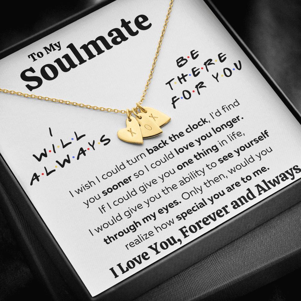 TO MY SOULMATE "THERE FOR YOU - MY EYES" CUSTOM NAME INITIALS ENGRAVING HEARTS NECKLACE GIFT SET - ON CLOUD NINE GIFTS