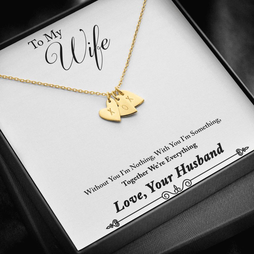 TO MY WIFE "EVERYTHING - SO" CUSTOM NAME INITIALS ENGRAVING HEARTS NECKLACE GIFT SET - ON CLOUD NINE GIFTS