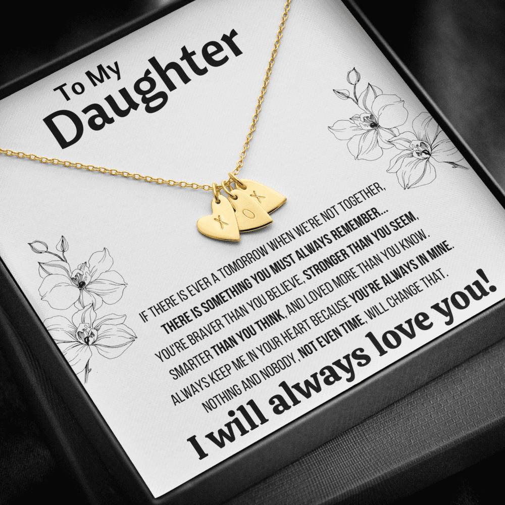 TO MY DAUGHTER "NOT EVEN TIME" CUSTOM NAME INITIALS ENGRAVING HEARTS NECKLACE GIFT SET - ON CLOUD NINE GIFTS