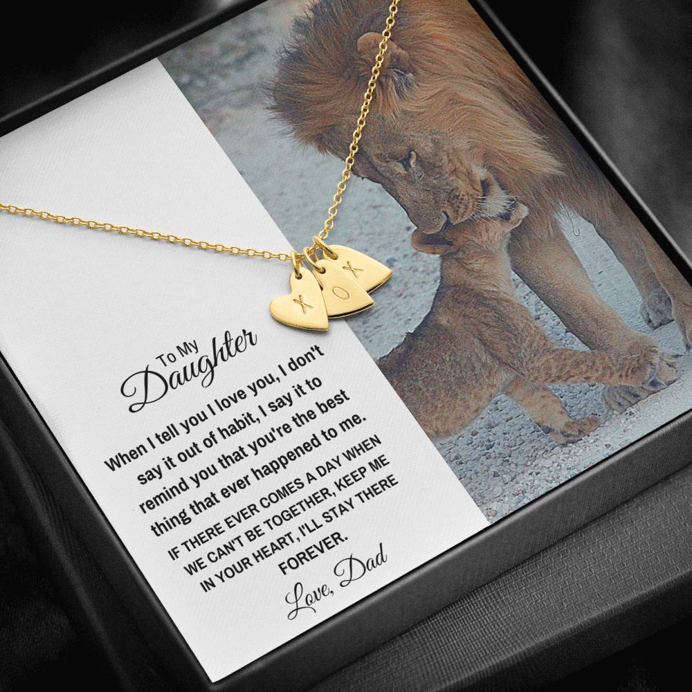 TO MY DAUGHTER "STAY THERE FOREVER" CUSTOM NAME INITIALS ENGRAVING HEARTS NECKLACE GIFT SET - ON CLOUD NINE GIFTS