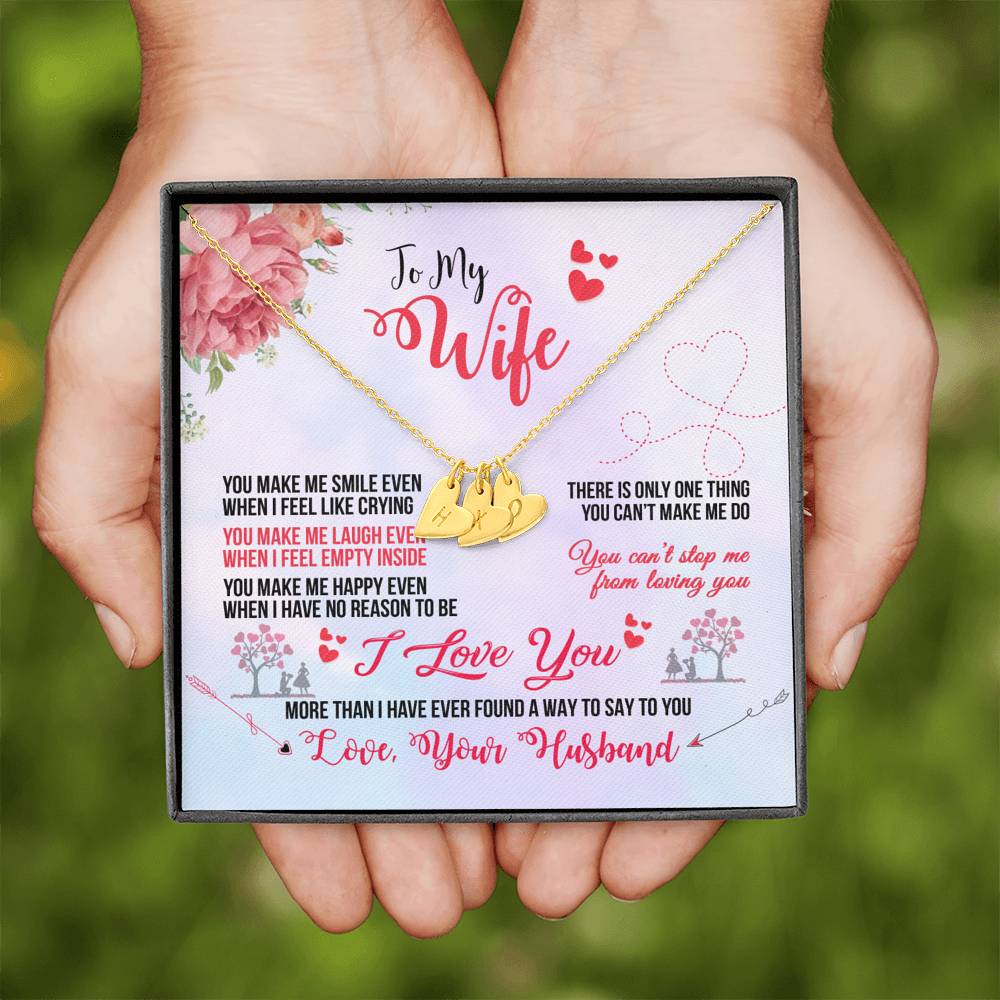 TO MY WIFE "EVEN WHEN" CUSTOM NAME INITIALS ENGRAVING HEARTS NECKLACE GIFT SET - ON CLOUD NINE GIFTS
