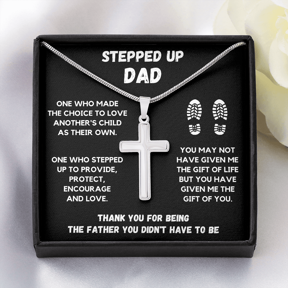 STEPPED UP DAD CROSS NECKLACE GIFT SET - ON CLOUD NINE GIFTS
