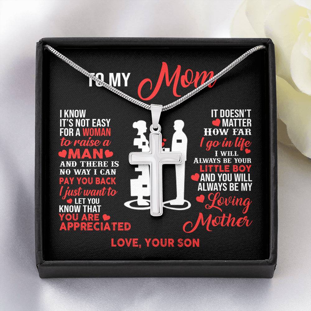 TO MY MOM LITTLE BOY CROSS NECKLACE GIFT SET - ON CLOUD NINE GIFTS