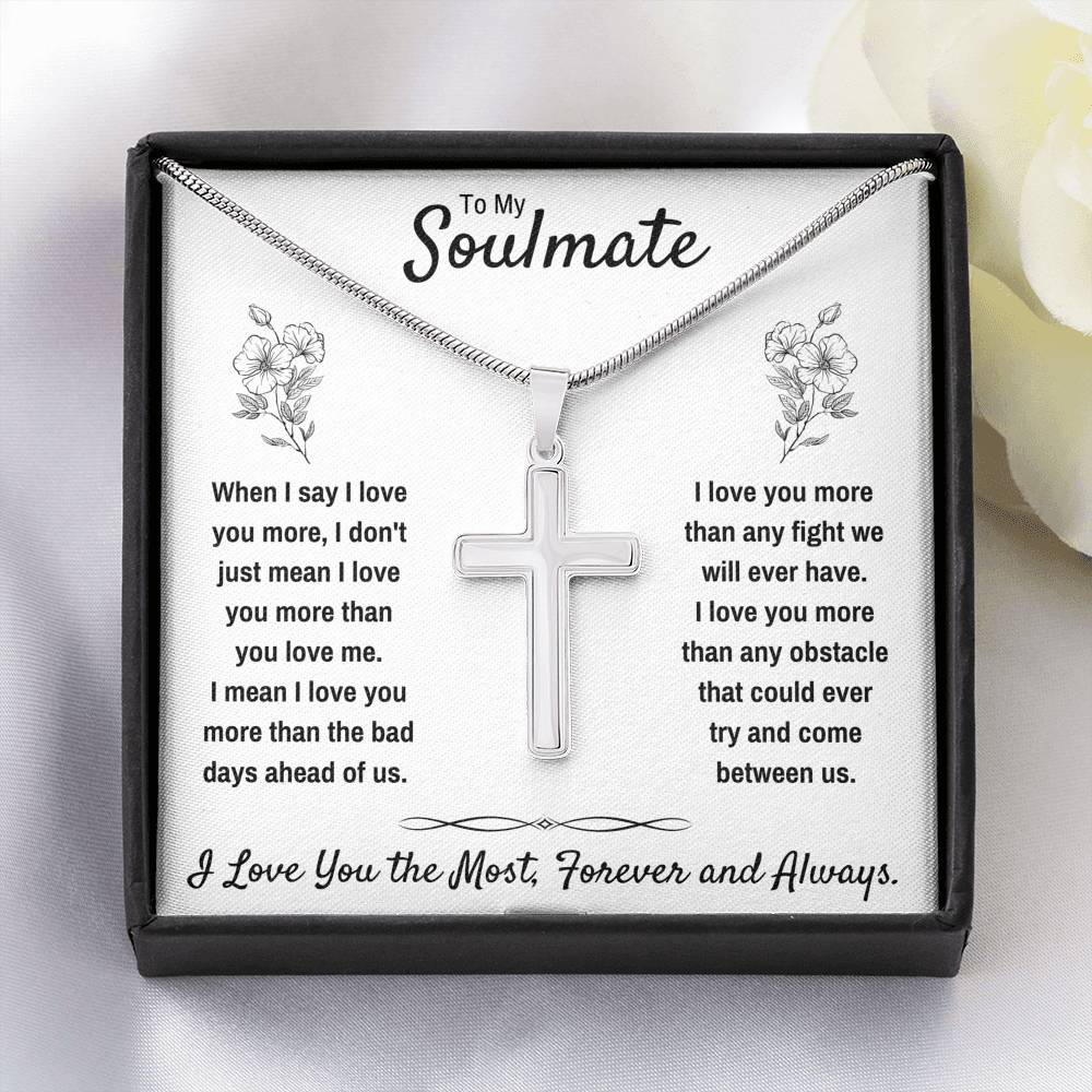 TO MY SOULMATE "I LOVE YOU THE MOST" ARTISAN CROSS NECKLACE GIFT SET - ON CLOUD NINE GIFTS