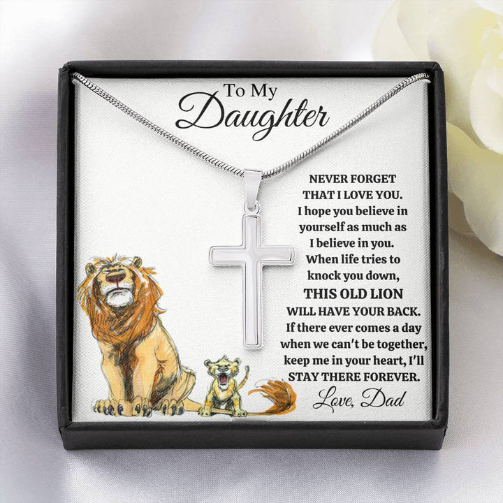 TO MY DAUGHTER "THIS OLD LION - DRAWING" CROSS NECKLACE GIFT SET - ON CLOUD NINE GIFTS