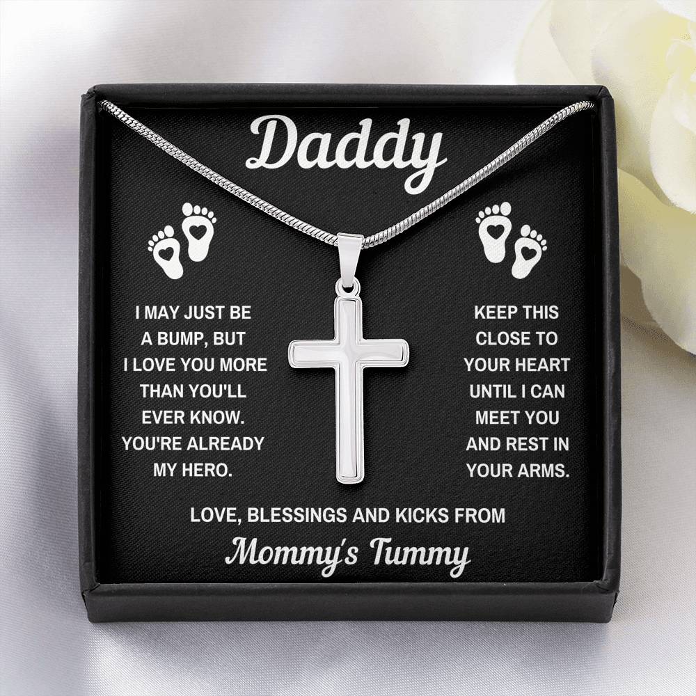 TO MY DADDY HERO BLACK CROSS NECKLACE GIFT SET - ON CLOUD NINE GIFTS