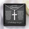 TO MY GRANDSON CHAPTERS SQUEEZED CROSS NECKLACE GIFT SET - ON CLOUD NINE GIFTS