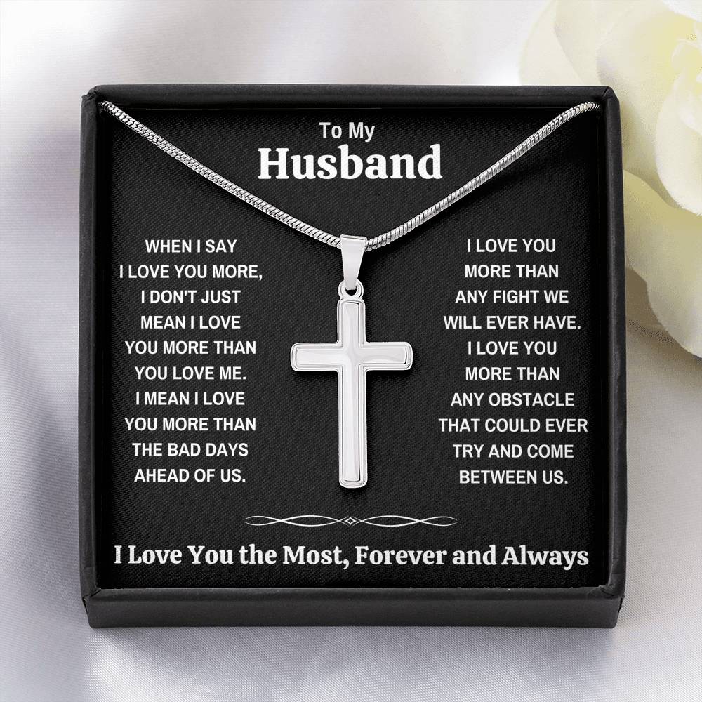 TO MY HUSBAND "LOVE YOU THE MOST" CROSS NECKLACE GIFT SET - ON CLOUD NINE GIFTS