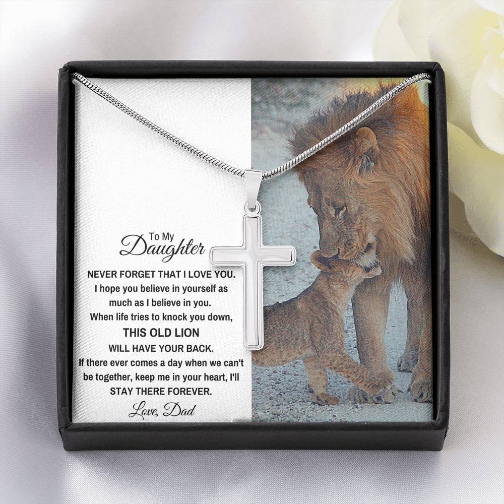 TO MY DAUGHTER "THIS OLD LION" ARTISAN CROSS NECKLACE GIFT SET - ON CLOUD NINE GIFTS