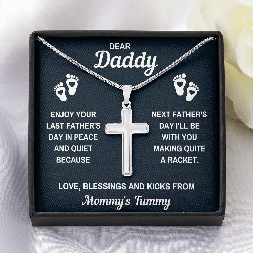 DEAR DADDY PEACE BLACK CROSS NECKLACE GIFT SET - ON CLOUD NINE GIFTS