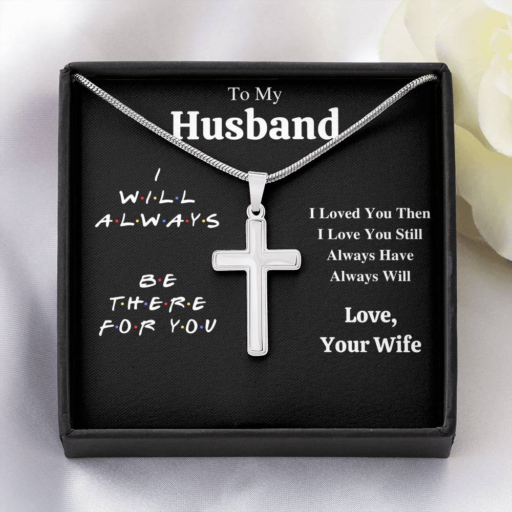 TO MY HUSBAND "I LOVED YOU THEN" CROSS NECKLACE GIFT SET - ON CLOUD NINE GIFTS