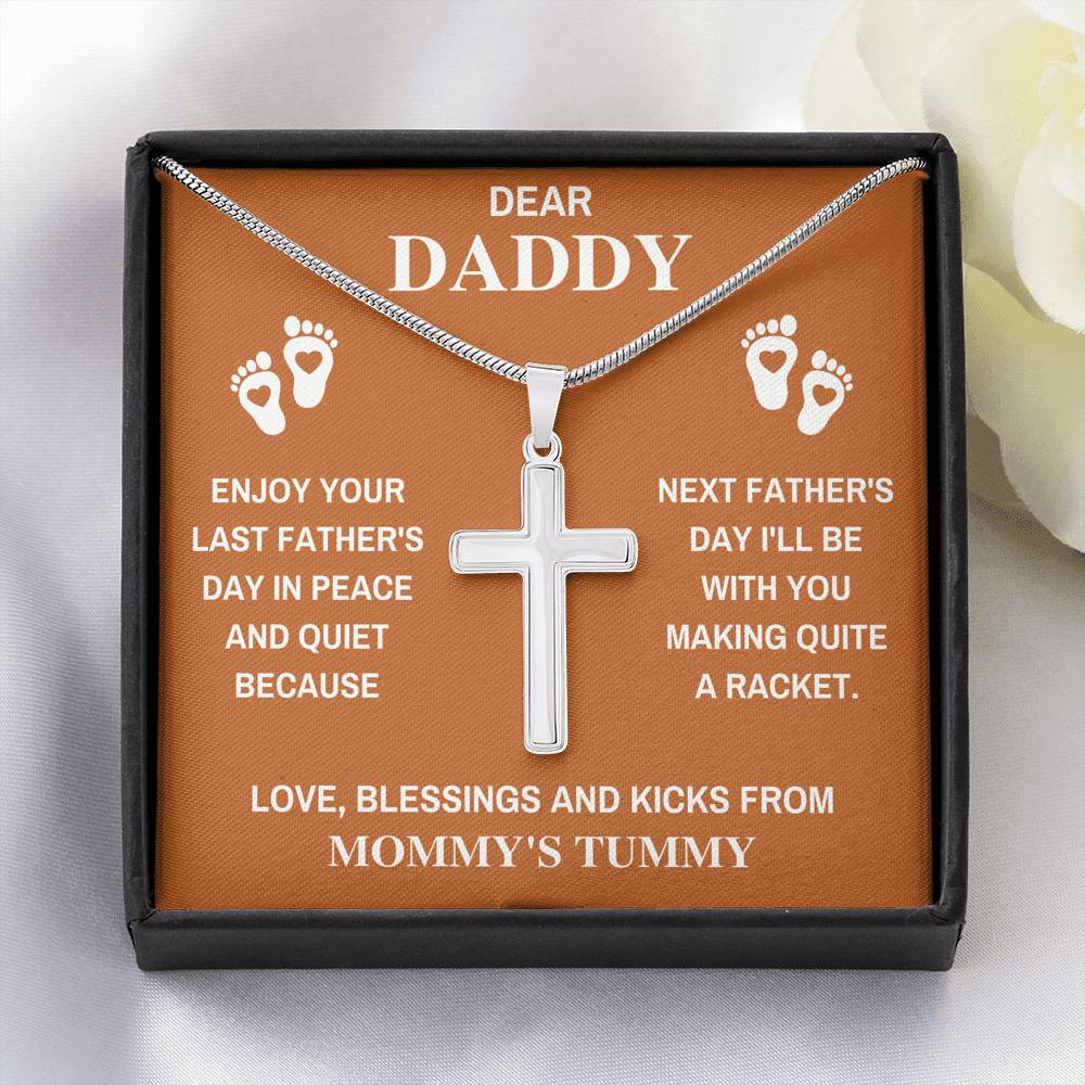 DEAR DADDY PEACE ORANGE CROSS NECKLACE GIFT SET - ON CLOUD NINE GIFTS
