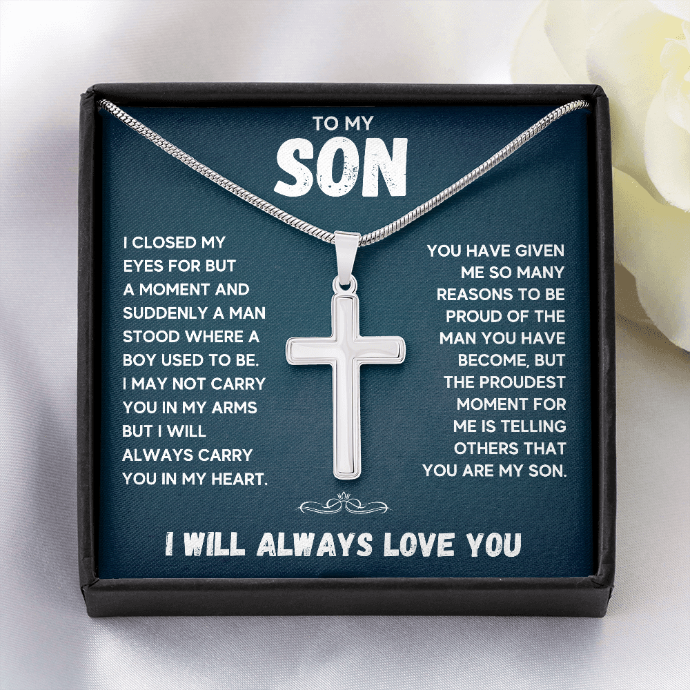 TO MY SON REASONS CROSS NECKLACE GIFT SET - ON CLOUD NINE GIFTS