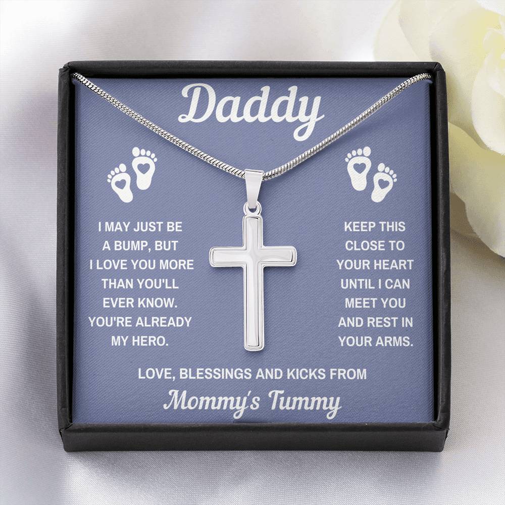 TO MY DADDY HERO GREY CROSS NECKLACE GIFT SET - ON CLOUD NINE GIFTS
