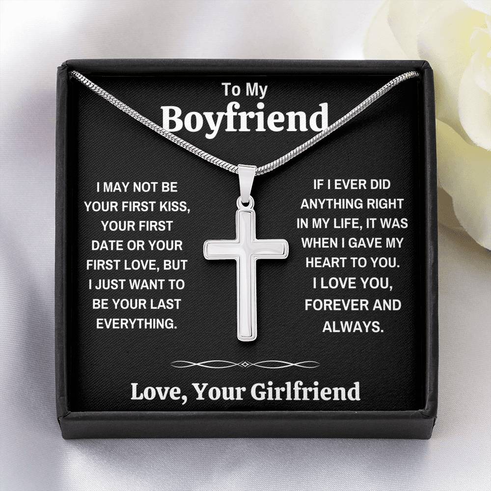 TO MY BOYFRIEND MY HEART BLACK CROSS NECKLACE GIFT SET - ON CLOUD NINE GIFTS