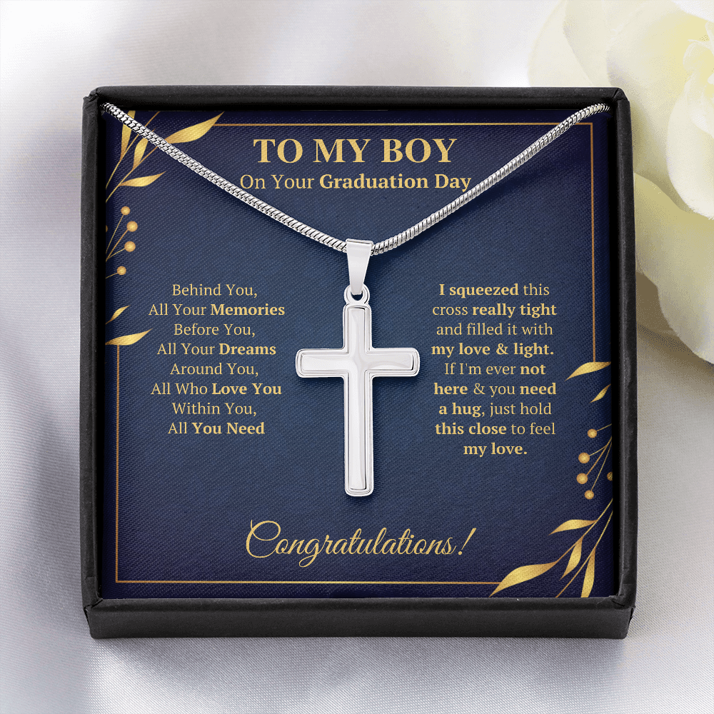 GRADUATION DAY SQUEEZED CROSS NECKLACE GIFT SET - ON CLOUD NINE GIFTS