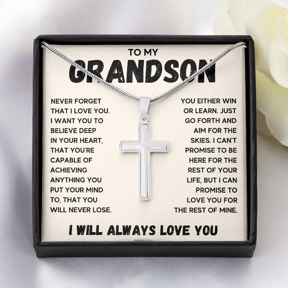 TO MY GRANDSON SKIES CROSS NECKLACE GIFT SET - ON CLOUD NINE GIFTS