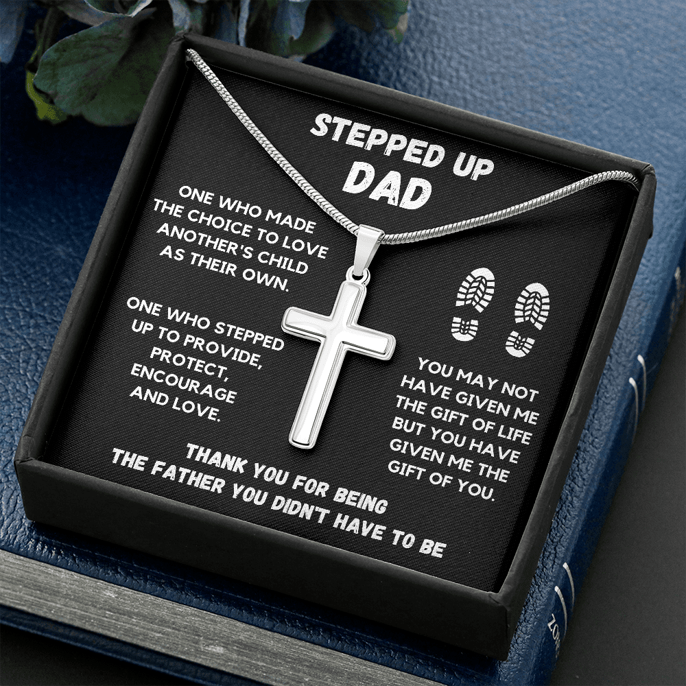 STEPPED UP DAD CROSS NECKLACE GIFT SET - ON CLOUD NINE GIFTS