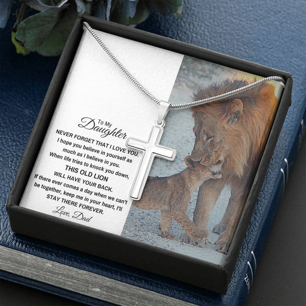 TO MY DAUGHTER "THIS OLD LION" ARTISAN CROSS NECKLACE GIFT SET - ON CLOUD NINE GIFTS