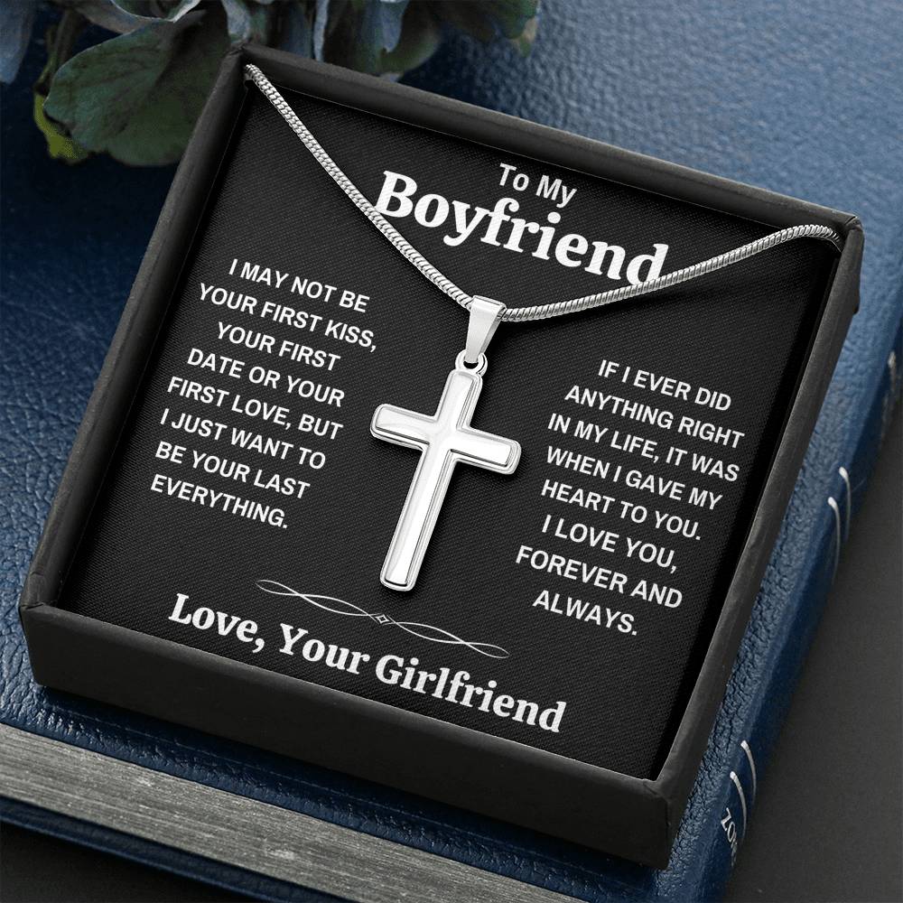 TO MY BOYFRIEND MY HEART BLACK CROSS NECKLACE GIFT SET - ON CLOUD NINE GIFTS