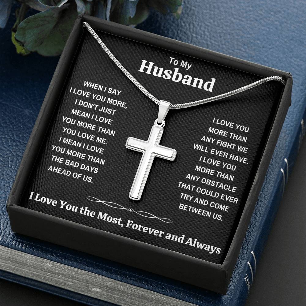 TO MY HUSBAND "LOVE YOU THE MOST" CROSS NECKLACE GIFT SET - ON CLOUD NINE GIFTS