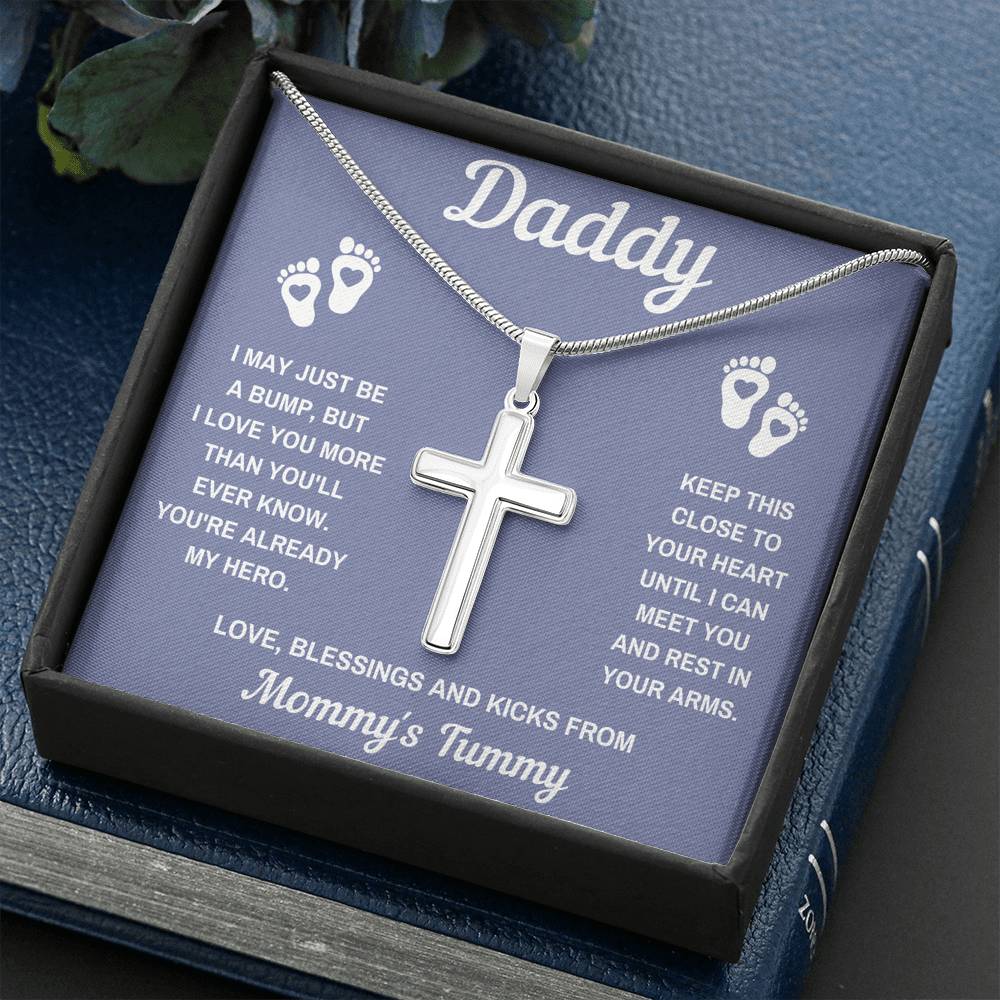 TO MY DADDY HERO GREY CROSS NECKLACE GIFT SET - ON CLOUD NINE GIFTS