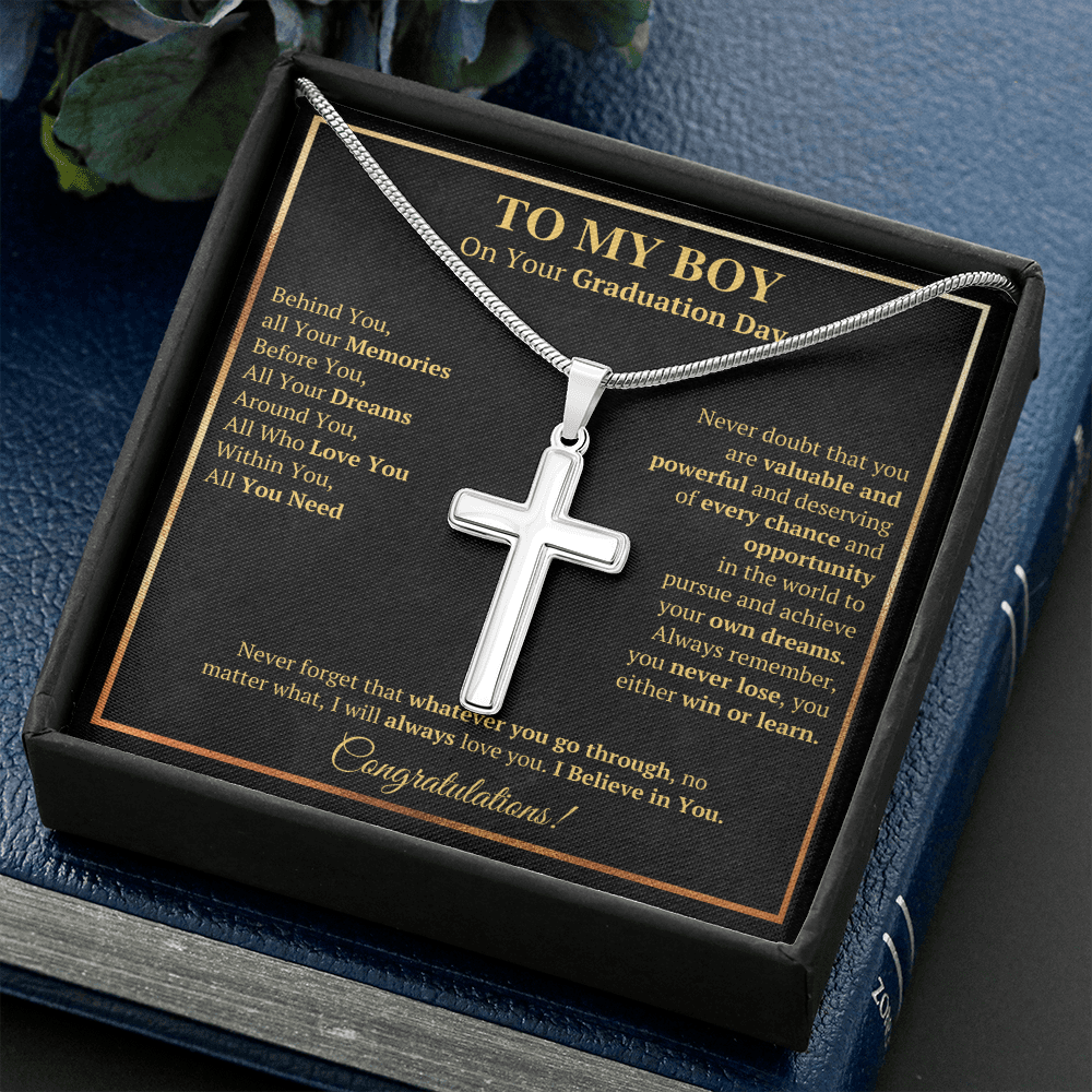 Graduation gifts for son grandson graduation Cross necklace high school class of 2022 presents with message card and gift box - ON CLOUD NINE GIFTS