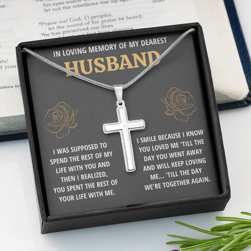 IN LOVING MEMORY OF MY DEAREST HUSBAND REMEMBRANCE CROSS NECKLACE GIFT SET - ON CLOUD NINE GIFTS