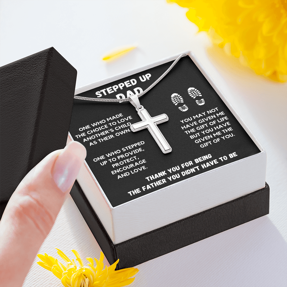 STEPPED UP DAD CROSS NECKLACE GIFT SET - ON CLOUD NINE GIFTS