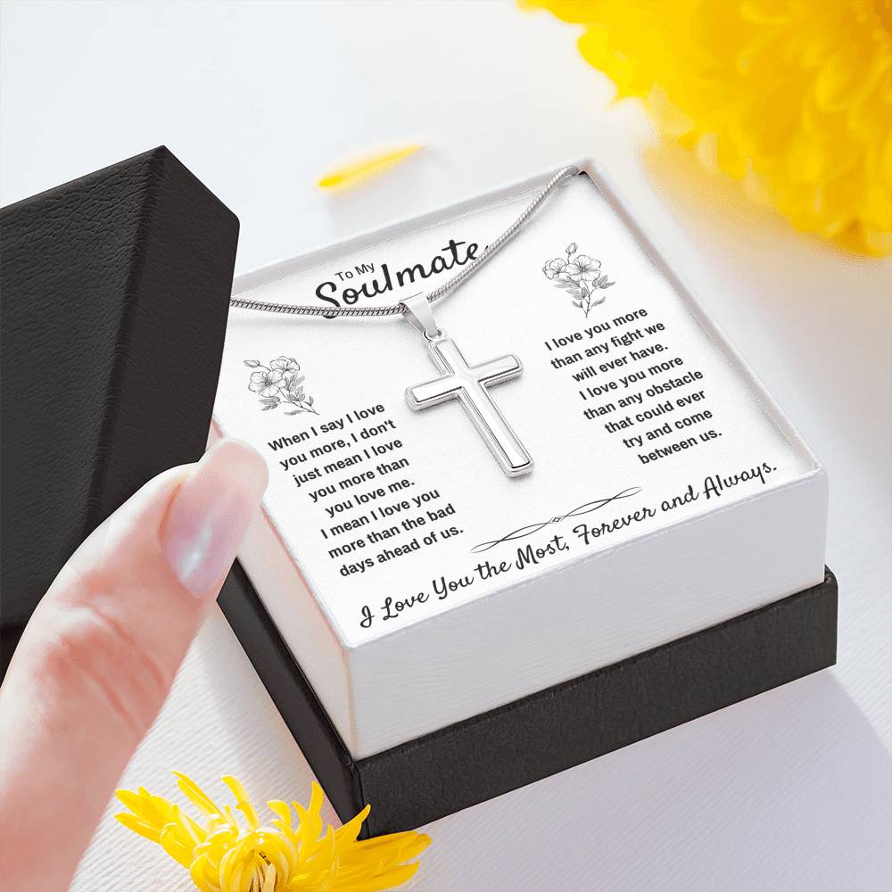 TO MY SOULMATE "I LOVE YOU THE MOST" ARTISAN CROSS NECKLACE GIFT SET - ON CLOUD NINE GIFTS