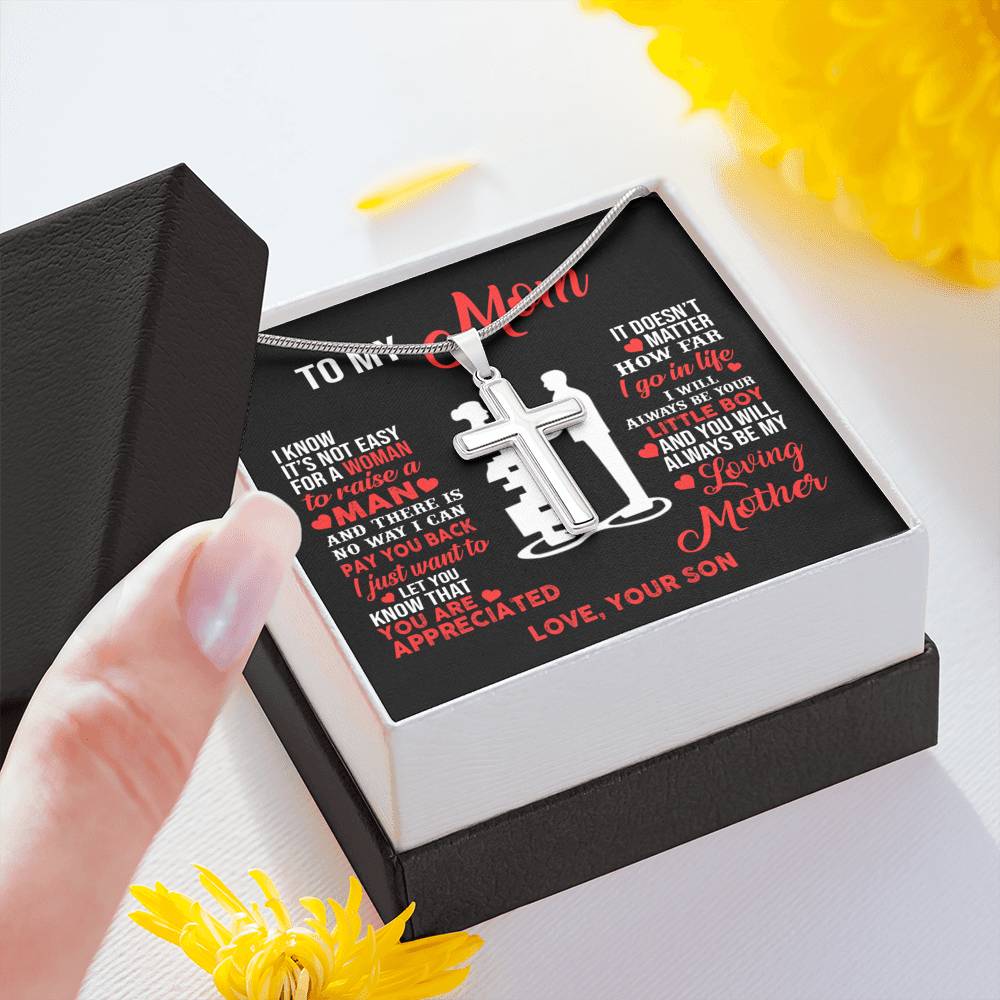 TO MY MOM LITTLE BOY CROSS NECKLACE GIFT SET - ON CLOUD NINE GIFTS