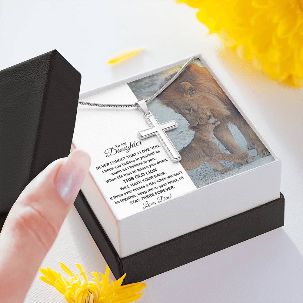 TO MY DAUGHTER "THIS OLD LION" ARTISAN CROSS NECKLACE GIFT SET - ON CLOUD NINE GIFTS
