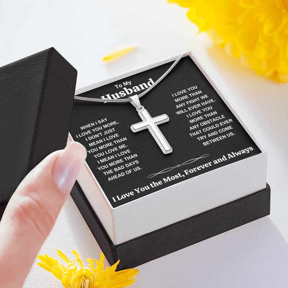 TO MY HUSBAND "LOVE YOU THE MOST" CROSS NECKLACE GIFT SET - ON CLOUD NINE GIFTS