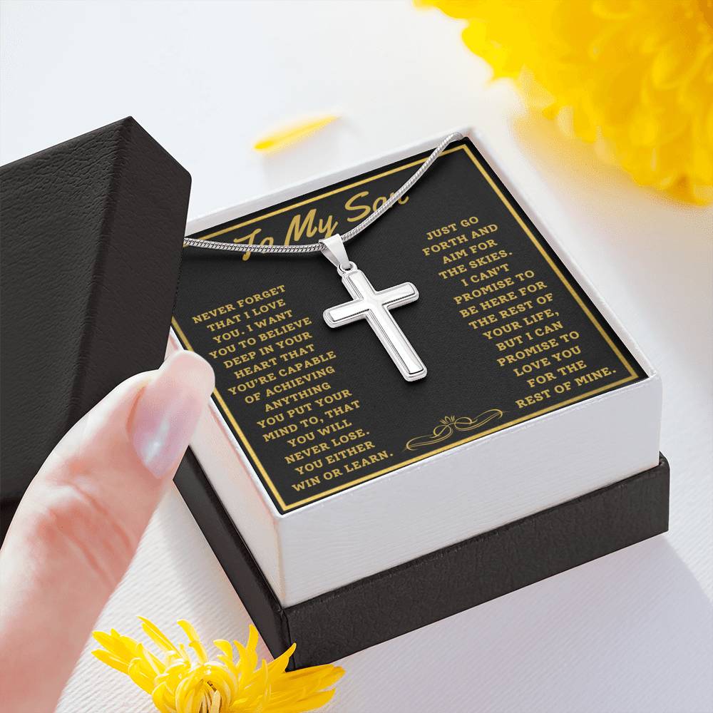 TO MY SON AIM FOR THE SKIES CROSS NECKLACE GIFT SET - ON CLOUD NINE GIFTS